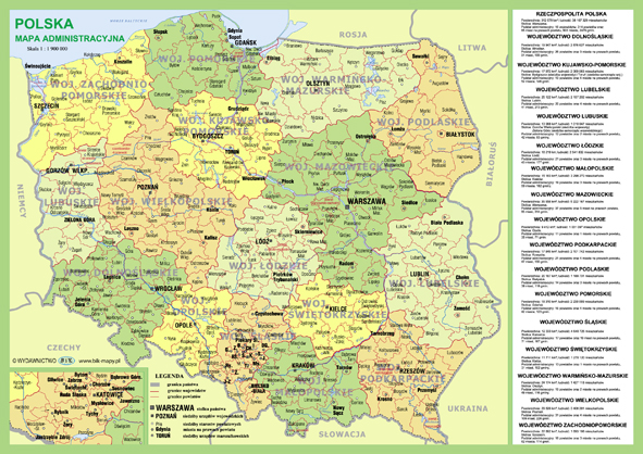 Plansze edukacyjne - mapa administracyjna Polski