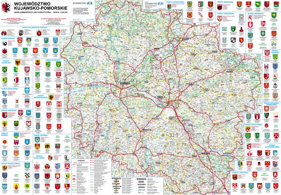 Województwo Kujawsko-Pomorskie - mapa ścienna (rurki PCV)