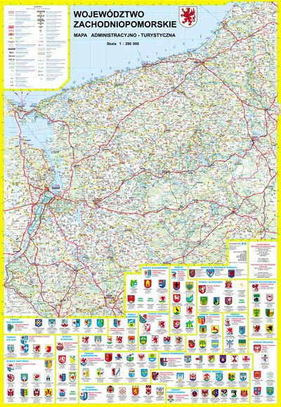 Województwo Zachodniopomorskie - mapa ścienna (rurki PCV)