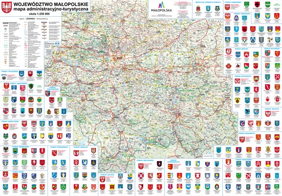 Województwo Małopolskie - mapa ścienna (rurki PCV)