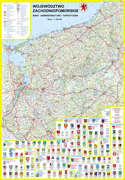 Województwo Zachodniopomorskie - mapa ścienna (listwy metalowe)