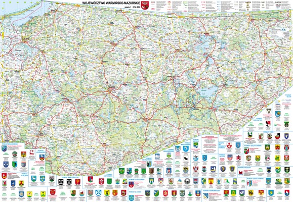 Województwo Warmińsko-Mazurskie - mapa ścienna (listwy metalowe)