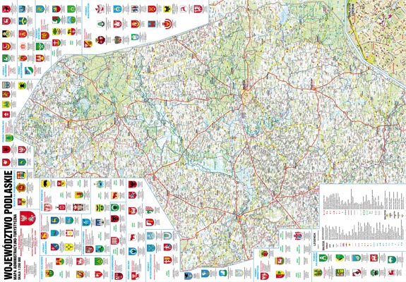 Województwo Podlaskie - mapa ścienna (listwy metalowe)