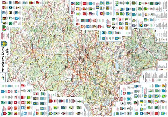 Województwo Śląskie - mapa ścienna (listwy metalowe)