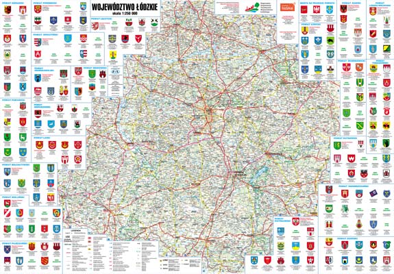 Województwo Łódzkie - mapa ścienna (rurki PCV)