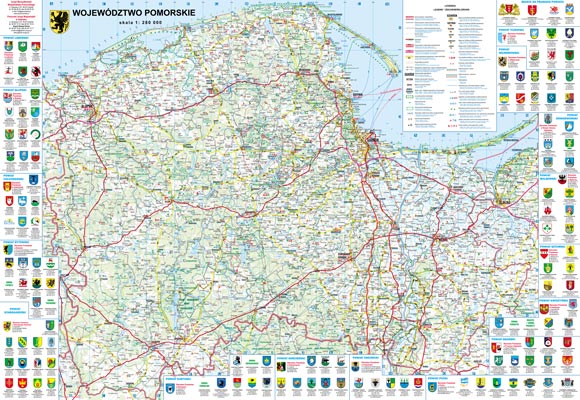 Województwo Pomorskie - mapa ścienna (rurki PCV)